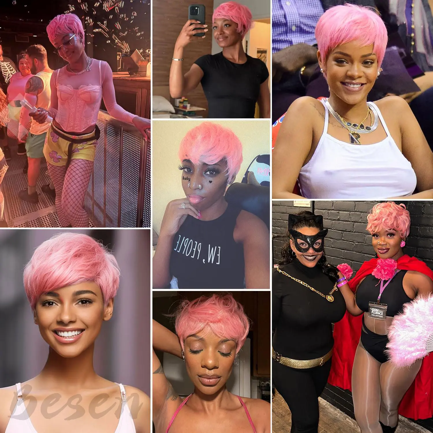 Synthetic Short Pixie Cut Wigs for Black White Women Short Layered Wigs Heat Resistant Colorful Cosplay Halloween Party Wigs
