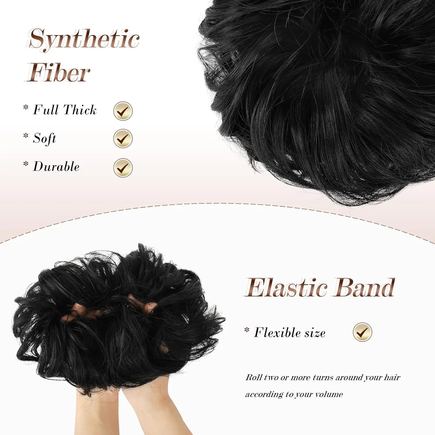 Synthetic 1Pcs Messy Hair Bun Hair Pieces Curly Wavy Off Hair Bun Scrunchies Extensions Tousled Updo Hairpieces for Women Girls