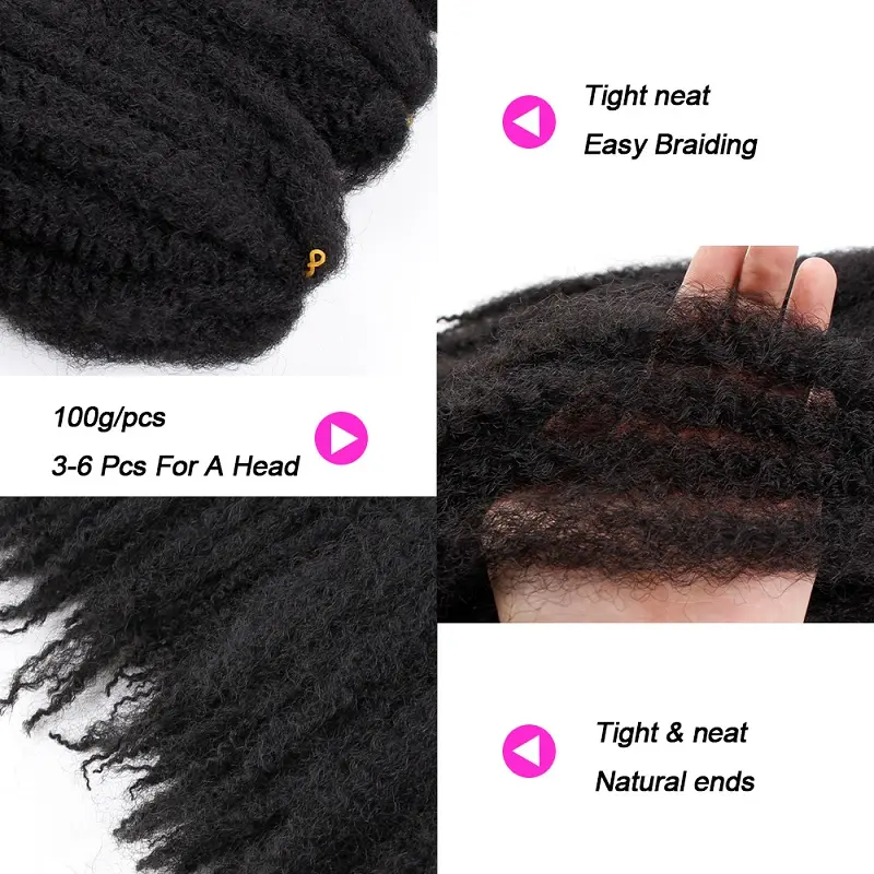 20Inch Synthetic Afro Kinky Braid Hair Marlyey Twist Braid Crochet Hair Extension for Black Women