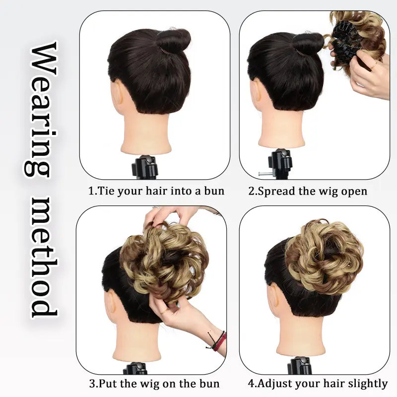 Synthetic Messy Bun Hairpiece Claw Clip-in Hair Extension Stretchable Short Curly Hair Accessories for Women