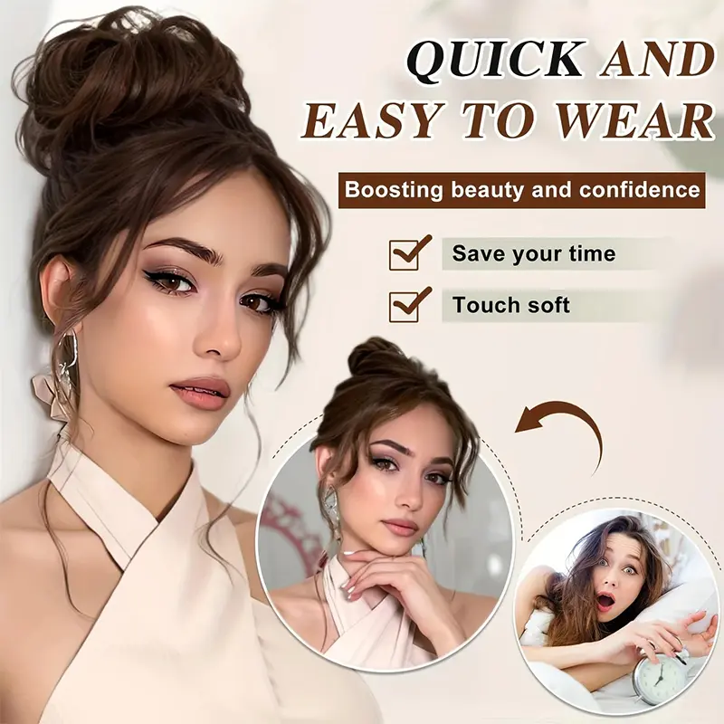 Synthetic Messy Bun Hairpiece Claw Clip-in Hair Extension Stretchable Short Curly Hair Accessories for Women