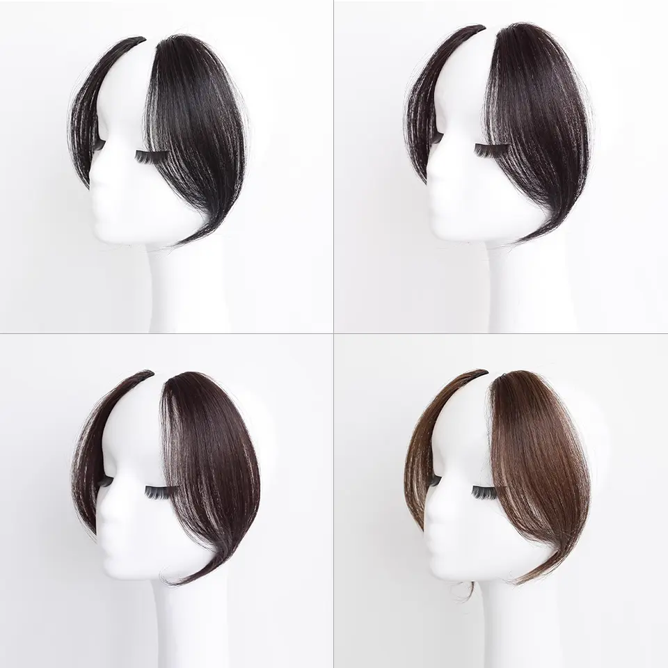 Elegant 2pcs Clip-In Hair Bangs Set for Women - Straight Synthetic Fringe with Middle Part, Versatile for All Hair Types