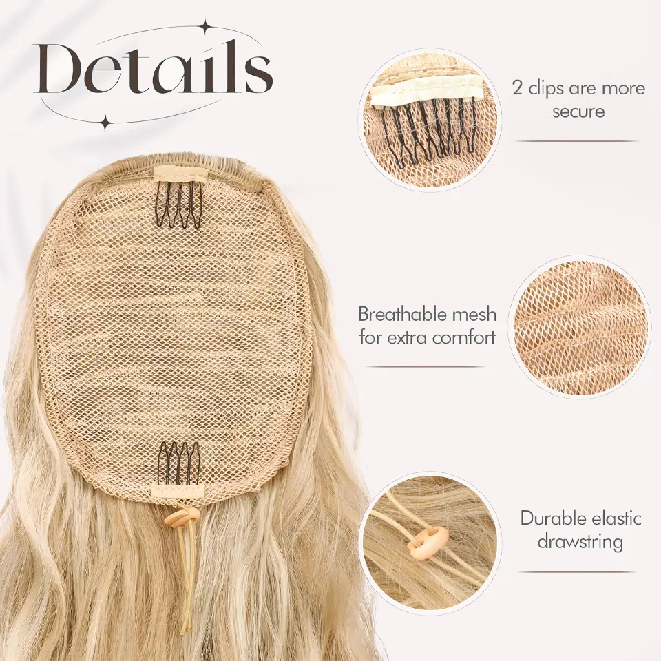 36 Inch Synthetic Long Drawstring Ponytail Extension for Women Curly Wavy Clip in Ponytail Hair Extensions for Daily Party Use