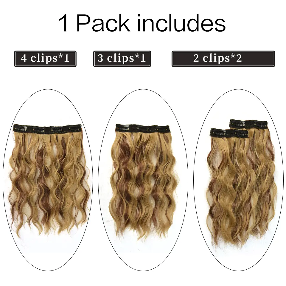 LUPU 12 Inch 4pcs/set Clip-in Synthetic Hair Extensions Women's Short Wave Wig Hairstyle Suitable for Daily Wear Heat