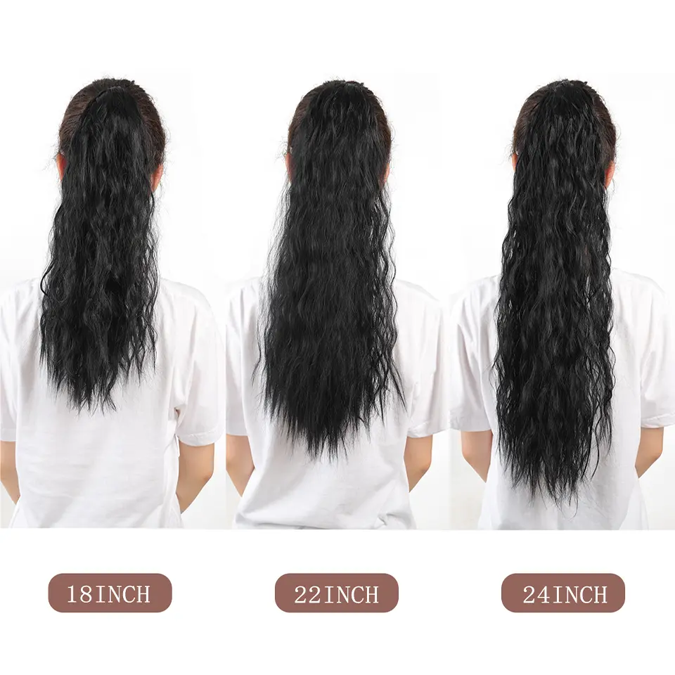 LUPU Synthetic Long Fake Hair Pieces Drawstring Ponytail Extensions Corn Curly For Women High Temperature Fiber Hair Extension