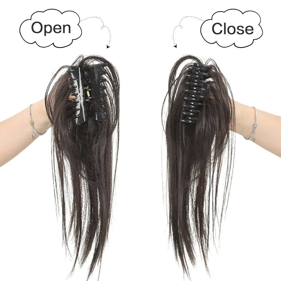 LUPU 10 inch Synthetic messy straight ponytail extension - Claw clip, female synthetic hair extension beginner Halloween