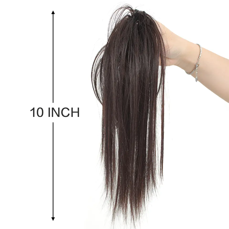 LUPU 10 inch Synthetic messy straight ponytail extension - Claw clip, female synthetic hair extension beginner Halloween