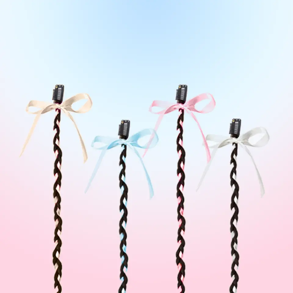 LUPU 22 Inch Synthetic Ballet Style Ribbon Wig Women Sweet Simple Hair Braided Dreadlocks Hair Accessories Dating Headwear