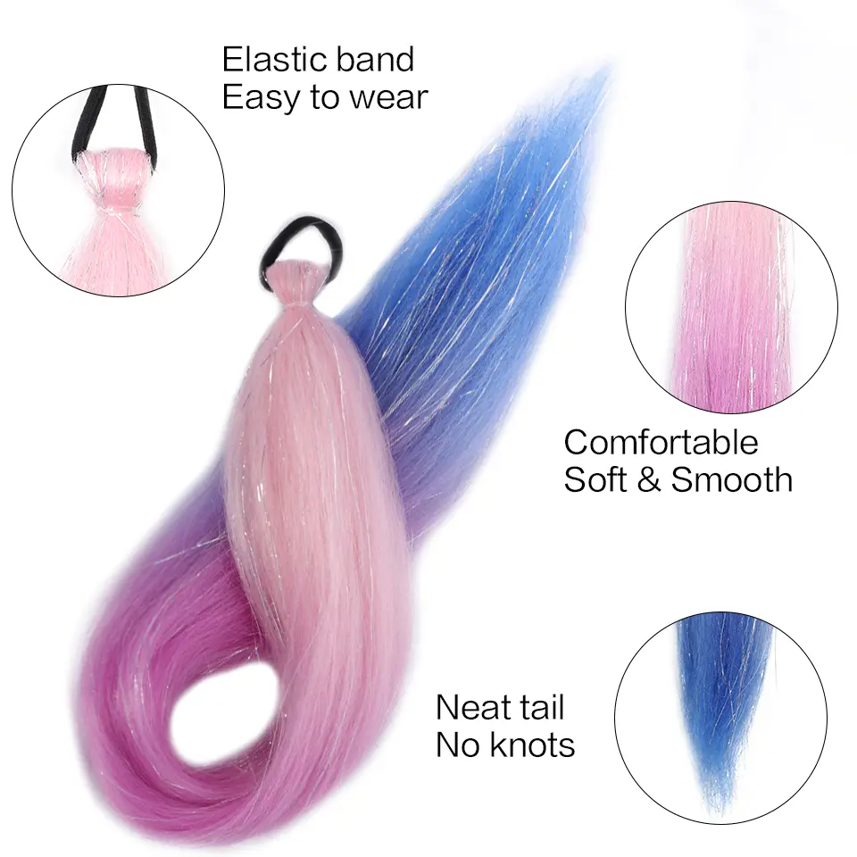 2pcs/Pack, 26Inch Synthetic Hair Extensions, For Daily Wear Or Cosplay, Ideal For Holidays Festive Hairstyles For Music Festival