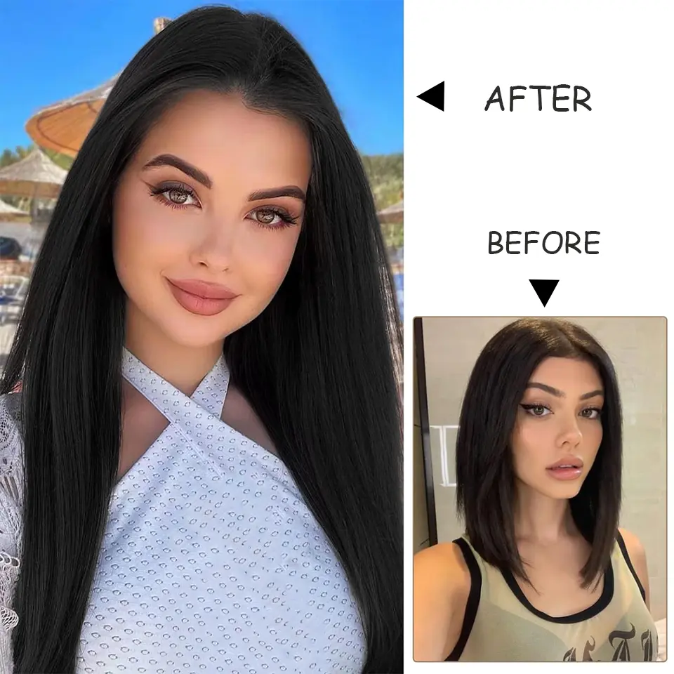 28 Inch Synthetic Hair Extensions Hairpiece 5 Clips Long Straight Heat Resistant Hair Piece, Suitable for Daily Vacation Parties