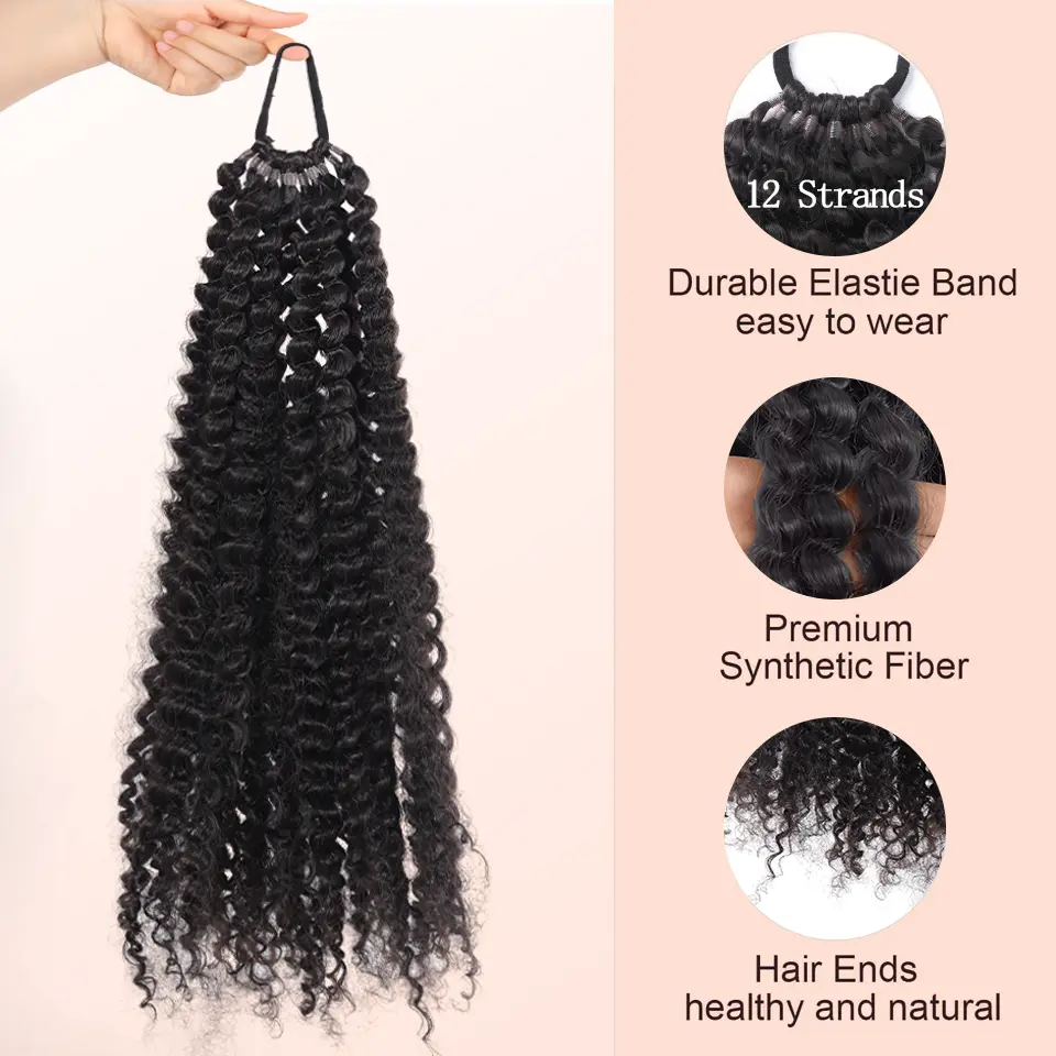 Synthetic Ponytail Extension, For Black Women, Lightweight Fluffy Pony Tails Hair Extensions with Hair Tie, 20 Inch 12 Strands W