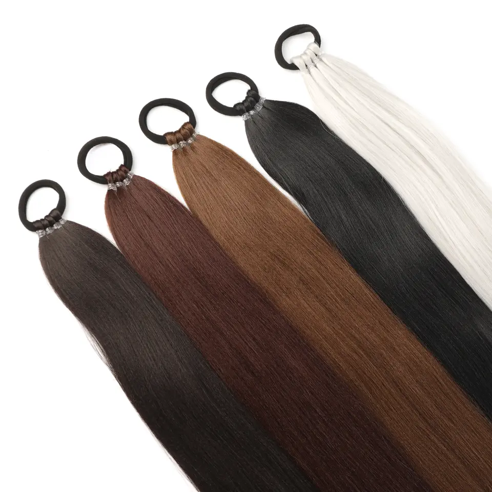 28 Inch Synthetic Straight Ponytail With Elastic Hair Rope Hair Extensions Fashionable For Daily Use Party Hair Accessories