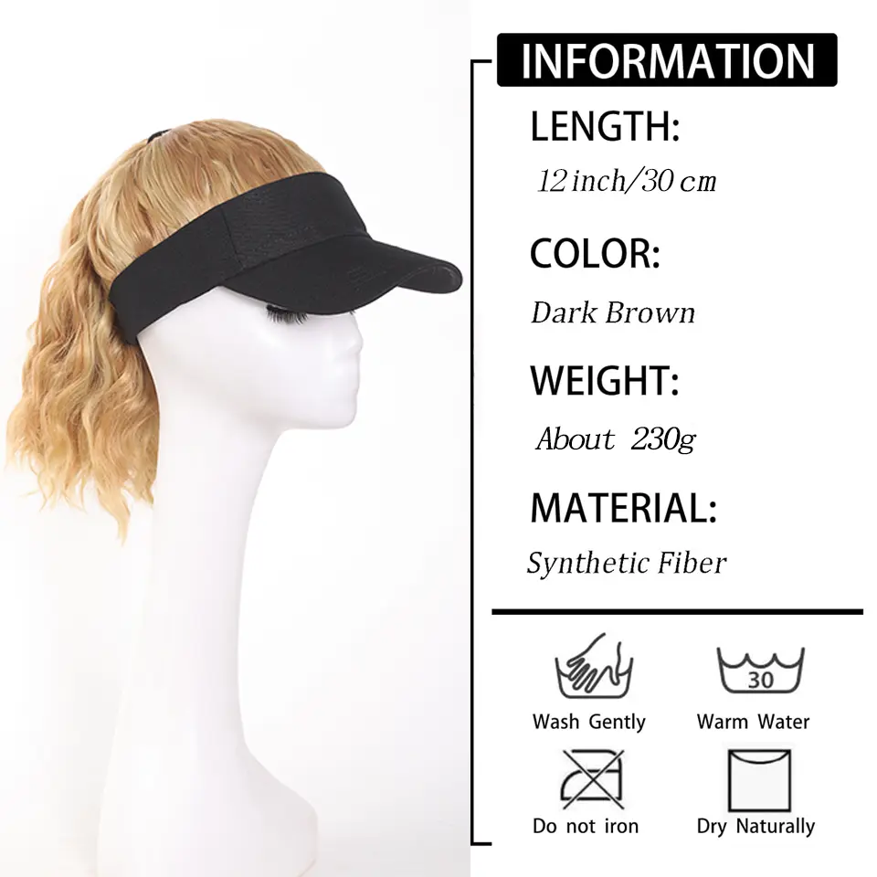 High Temperature Fiber Synthetic Curly Wave Ponytail Wig with Adjustable Buckle Net Baseball Cap - Sporty  for All People