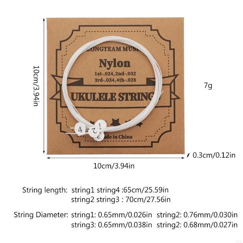 4 Pieces Ukulele Guitar Strings Set Nylon Strings for 21/23/26 Inch Ukulele Universal Ukulele Accessories Replacement