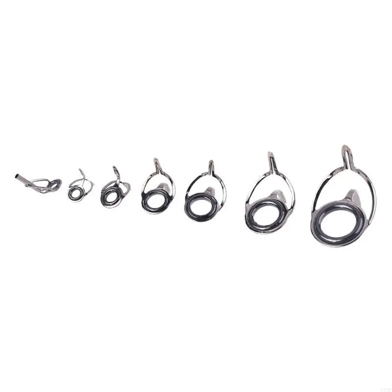 7Pcs Mixed Size Fishing Top Rings Rod Repair Line Guides Eyes Sets