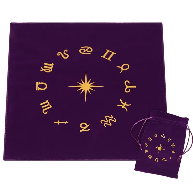 Altar Tarot Cards Tablecloth Constellation Flower of Life Mat Astrology Divination Cloth Board Game Card Pad Flannel Storage Bag