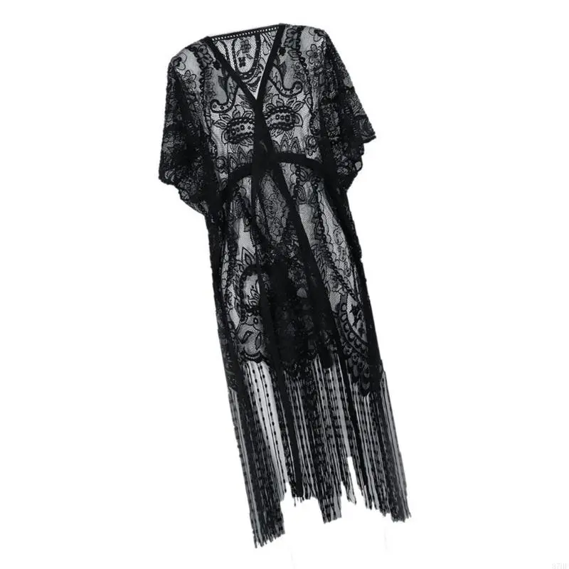 Fringed Swimwear Coverup Dress Casual Beach Holiday Outfit Cardigan Solid