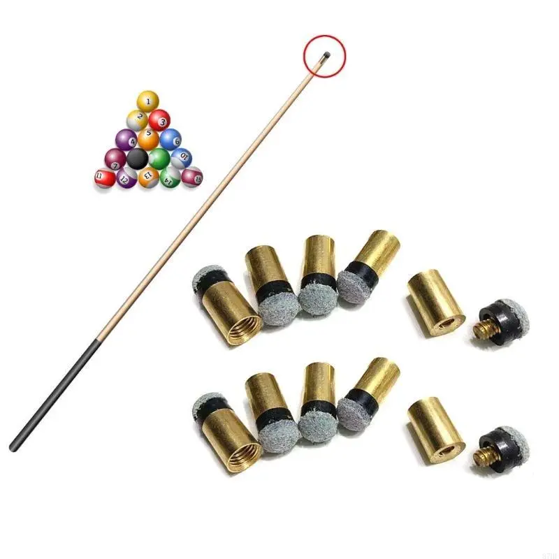 10Pcs Cue Tips with Cue Ferrules Billiard Cue Pool Tip Replacement