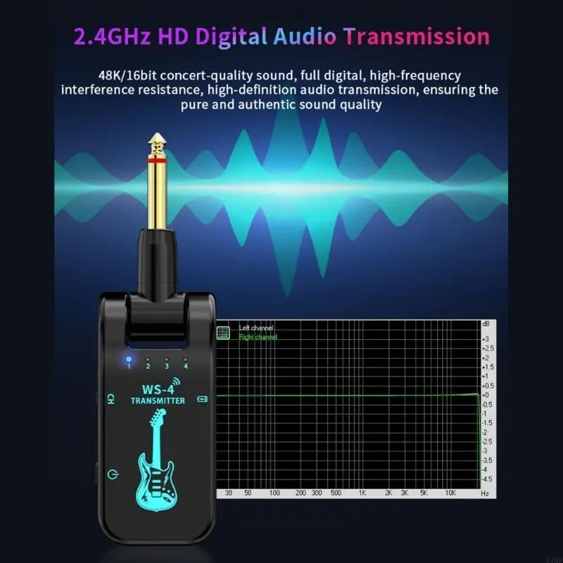 2.4GHz Wireless Guitar System Transmitters Receiver 8 Channels Transmission