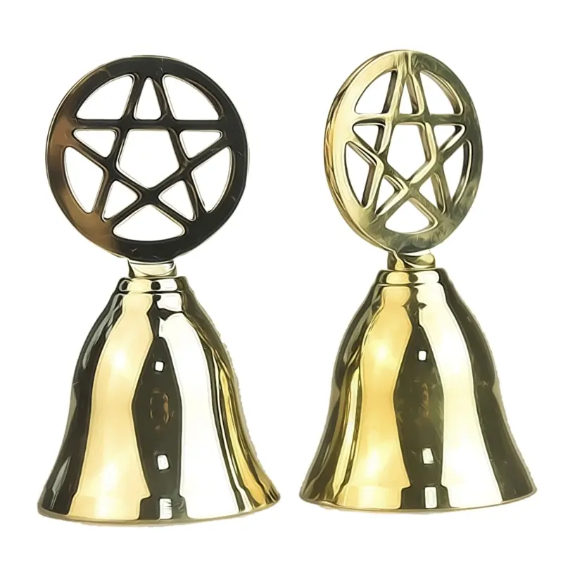 Pentagram Altar Ornament Cup Brass Hand Altar Bell Ritual Ringing Witchcraft Supplies Tarot Home Decorations for Meditation