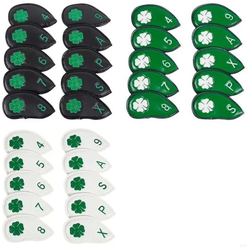 10Pcs PU Leather Golf Headcover Protective Cover Rod Head Cases Waterproof Golf Iron Head Covers Golf Accessories
