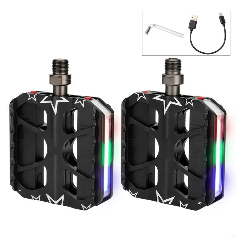 Sealed Bearing 9/16'' Thread LED Mountain Bicycles Pedals Light Weight Pedals