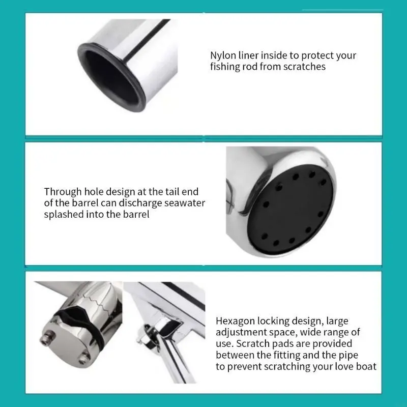 Marine Hardware Stainless Steel Marine Fishing Rod Holder Rack Support for Rail 19-25mm/22-32mm Boat Boats Parts