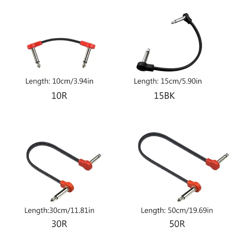 10/15/20/30/50cm Electric Guitar Effect Pedal Patch Cable Cord Low Noise Shielded Audio Cable Leads 1/4 Right Angle Patch
