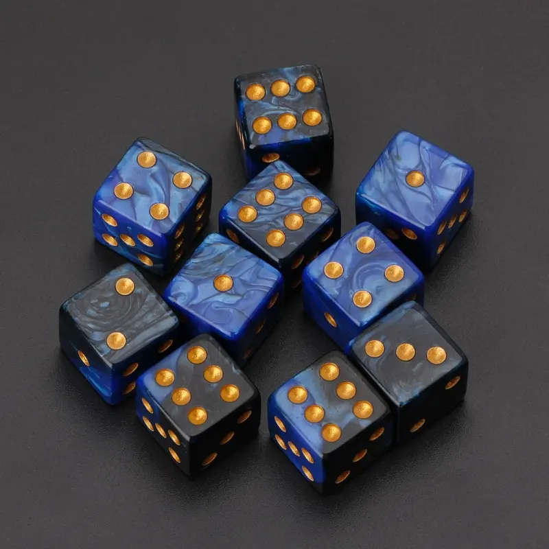 10pcs 15mm Multicolor Acrylic Cube Digital Dice D6 Beads Six Sides Portable Table Games Toy For Bar Pub Club Party Board Game