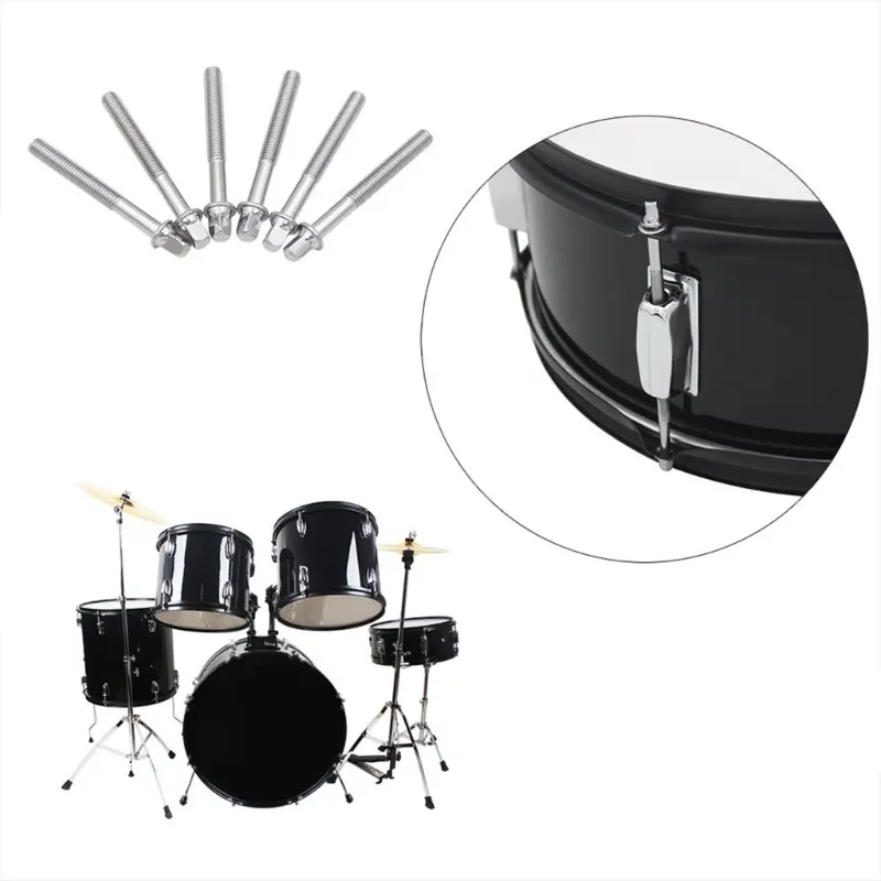 10 Pcs Metal Drum Tension Rods Replacement Drum Tight Screws Bolts Percussion Drum Repair Parts for Snare Bass