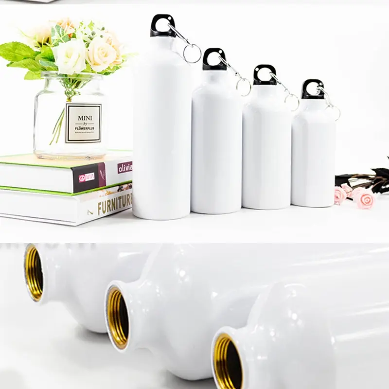 Portable Aluminum Water Bottle with Carabiner 400/500/600/750ml Sports Flasks Travel Cycling Hiking Camping Bicycle Flask