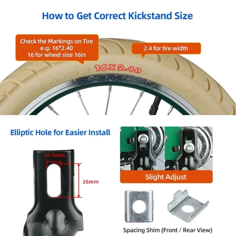 Bike Kickstand, 12/14/16/18/20In Kid Bicycles Kickstand Bike Stand Single Stand Rear Mount Bikes Support Rack