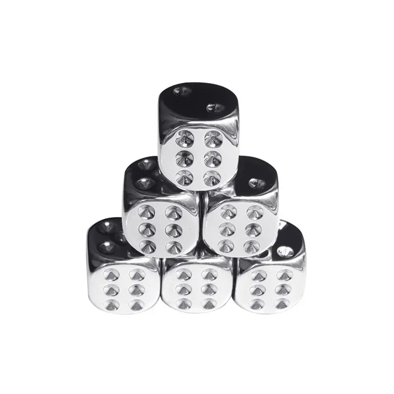 6Pcs/set Electroplated Gold and Silver Dice with Rounded Corners and Acrylic Color Bars, KTV Sieve
