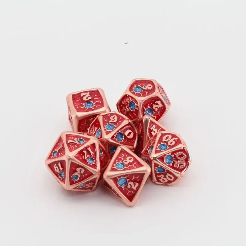 7Pcs/set  Antique Gemstone Style Metal Solid Dice DND Desktop Game Dice