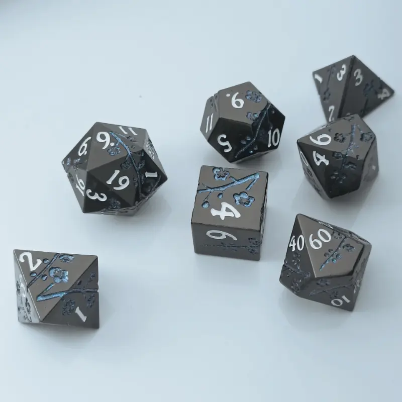 7Pcs/set Foreign Trade New Product Metal Solid Flower Polyhedral Dice Board Game Dice