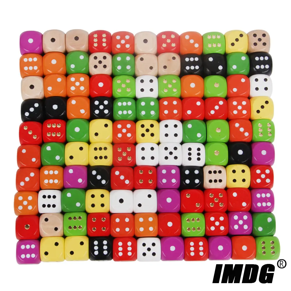 10pcs/pack Wood Dice 16mm Colorful Solid Wooden Dot Game Rounded Dice Drinking Mahjong Dice
