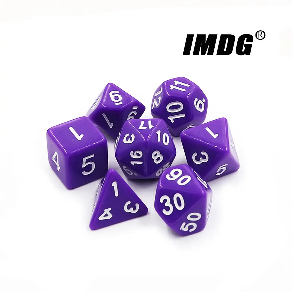 IMDG 7pcs/set RPG Game Dice Polyhedron Acrylic DND Solid Color Multicolor Digital Cubes