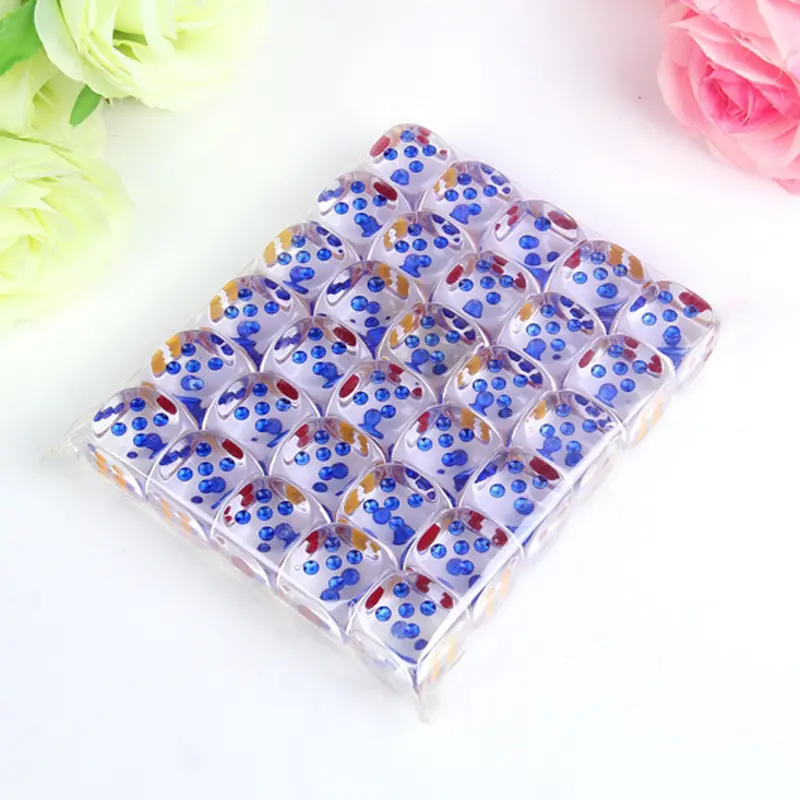 5pcs/Pack Transparent Acrylic Dice 30mm Multicolor #30 Dot Round Corner High Quality Boutique Chess Game Cubes