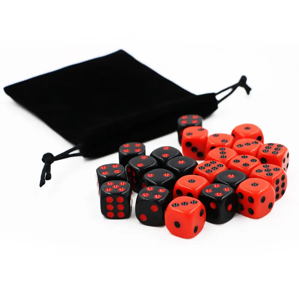24Pcs/pack High Quality Boutique Dice #16 KTV Bar Acrylic Colorful Red Black Round Corner Gambling Casino Dice