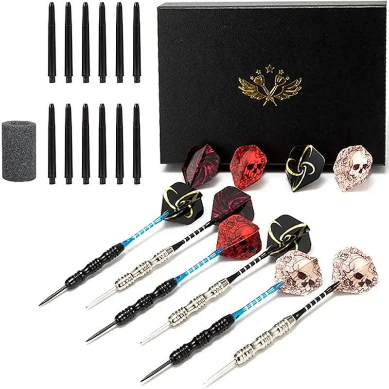 Metal dart Steel tip 12 / set aluminum dart rod plastic post Extra flying dart sharpener needle stone box