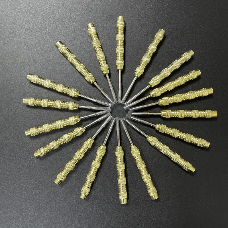 12 dart needles 13 g/0.46 ounces exquisitely carved yellow pattern iron material electroplating process accessories steel tips