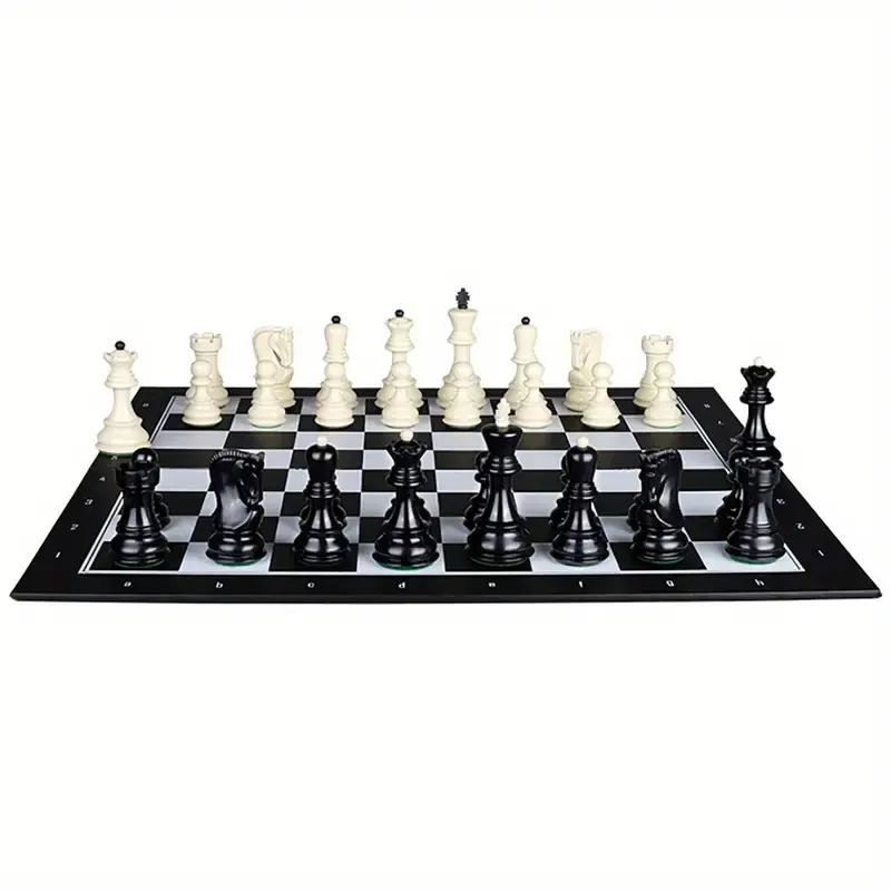 New large 48cm/19inch folding chess set with a special design for the enhanced pieces and made of PVC material, is an ideal gift