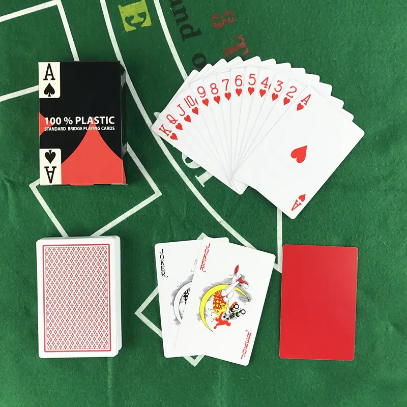 Baccarat Texas Hold'em Plastic Playing Cards Waterproof Frosting Poker Red and Blue Bridge Game 2.28*3.46 inch Yernea