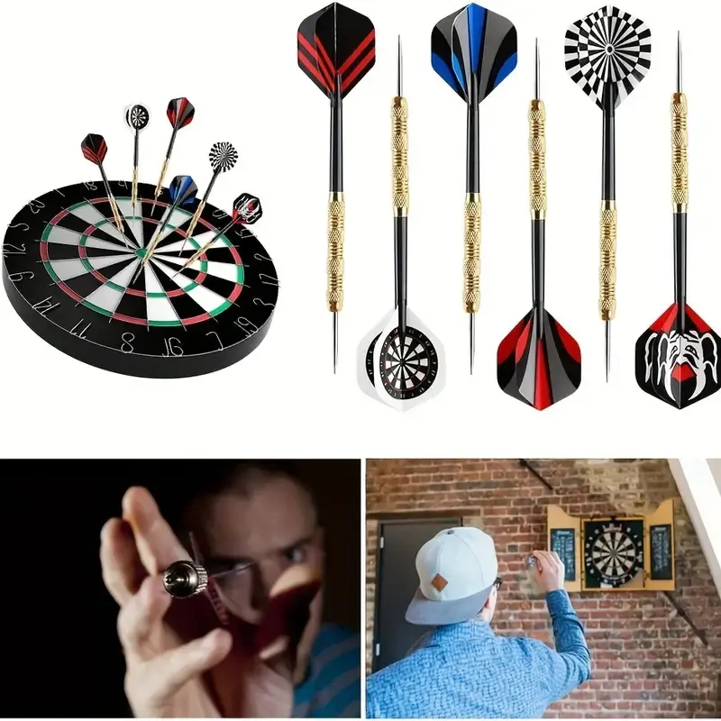 18 Pcs/set Of 14g Iron Plated Copper Dart Needle Black Plastic Rod With 6 Kinds Of Dart Wings Entertainment Game