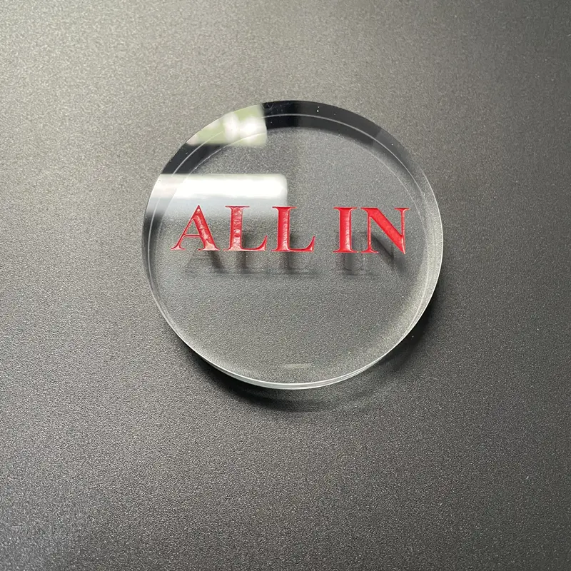 Transparent crystal "ALL IN" and "DEALER" game tokens in 4 colors, 6cm/2.36inch desktop and competitive board game accessories