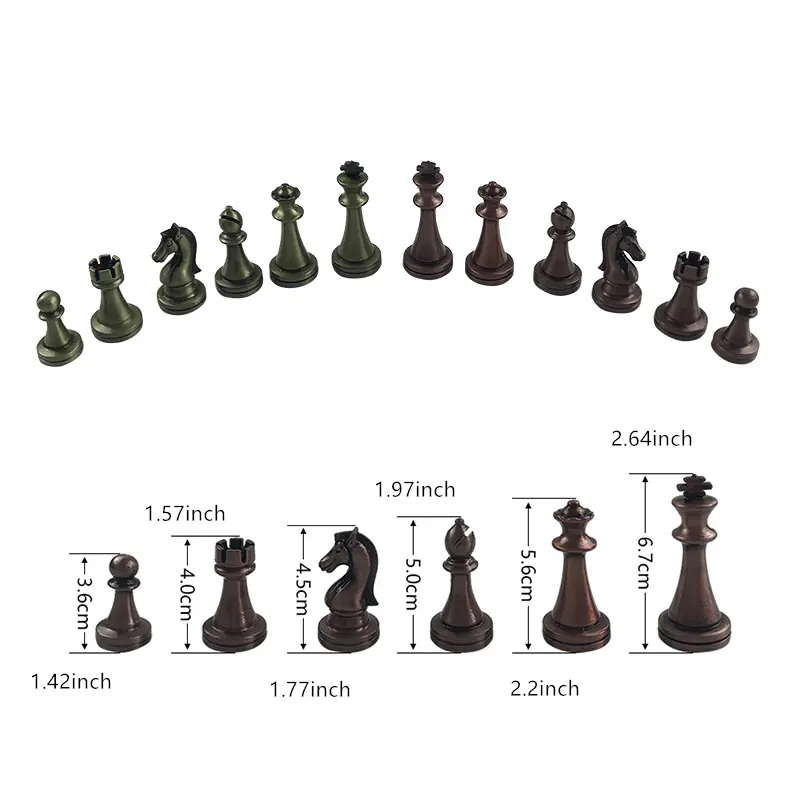 30cm/11.8inch High End Chess Set Antique Bronze Foldable Solid Wood Box Alloy Weighted Chess Pieces Christmas Holiday Gift