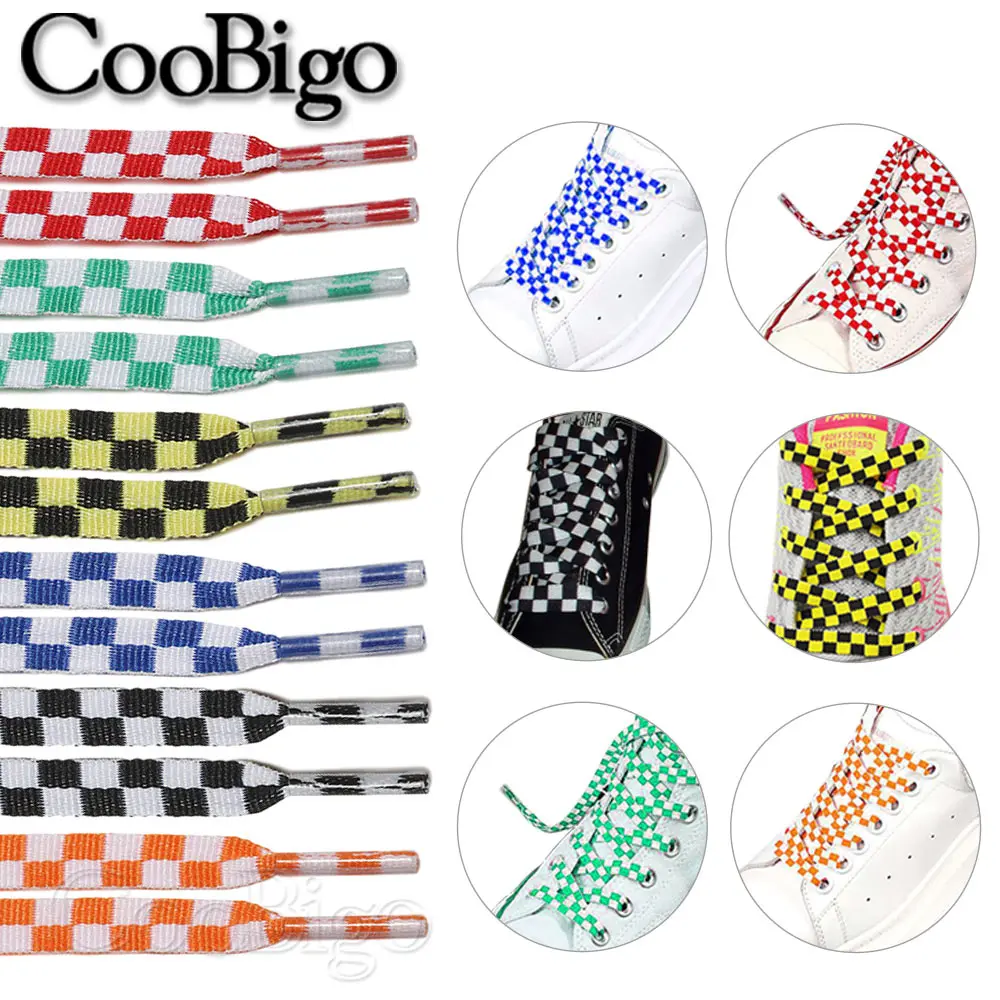 1 Pair Grid Shoe Lace Shoelaces for Canvas Sneakers Lacing Accessories  Checkered Printing 1.2m