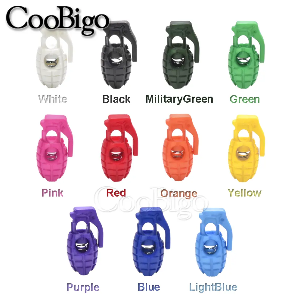 10pcs Grenade Cord Lock Stopper Spring Toggle Clip Rope Buckle Paracord Drawstring Outdoor Camping Backpack Shoelace Accessories