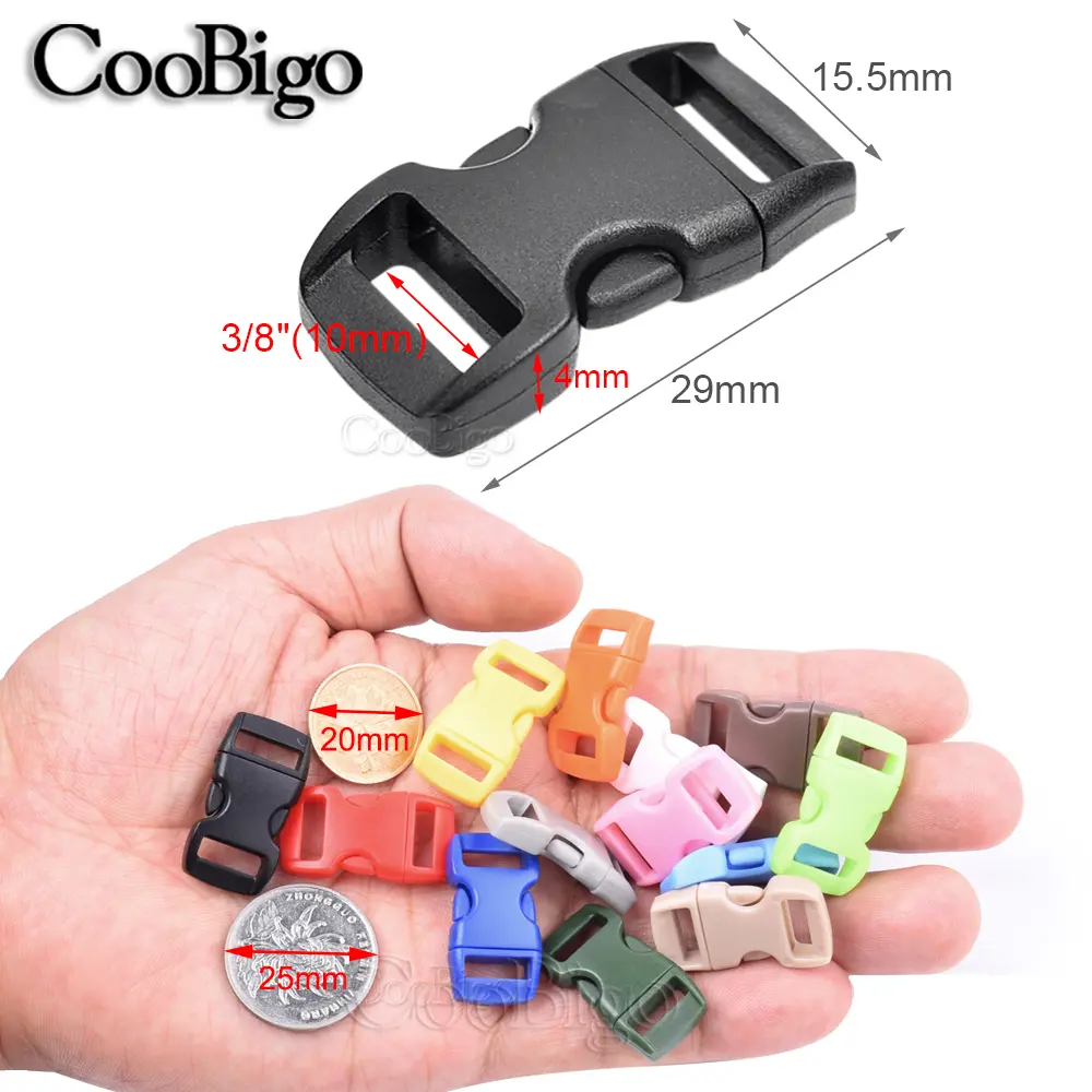 50pcs 3/8" Paracord Bracelet Buckle Curved Paracord Clip Buckle for DIY Parachute 550 Wristband Pet Collar Outdoor Camping Strap