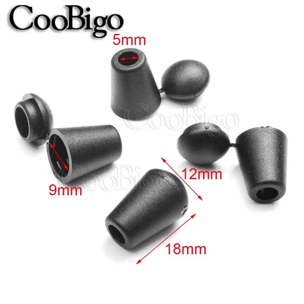 10pcs Plastic Cord Ends Bell Stopper With Lid Lock Toggle Clip Paracord Rope Outdoor Sportswear Shoelace Bags DIY Accessories